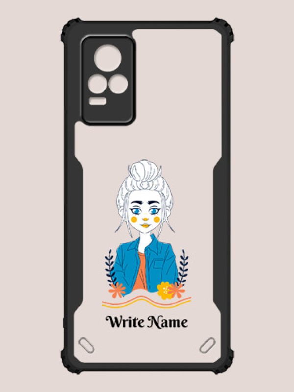 Custom Vivo V21e Custom Hybrid Mobile Phone Case With Cute Cartoon Girl Design