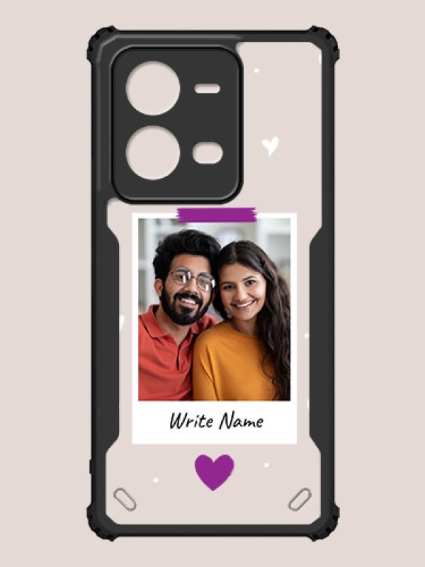 Custom Vivo V25e 5G Custom Hybrid Mobile Phone Case With Couple Themed Polaroid Picture Style Design