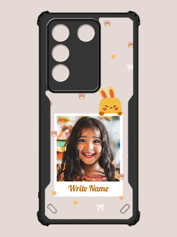 Custom Vivo V27 Custom Hybrid Mobile Phone Case With Cute Yellow Mouse Themed Polaroid Picture Style Design