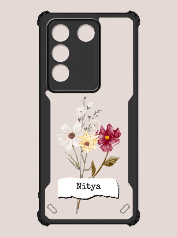 Custom Vivo V27 Custom Hybrid Mobile Phone Case With Beautiful Flowers Design