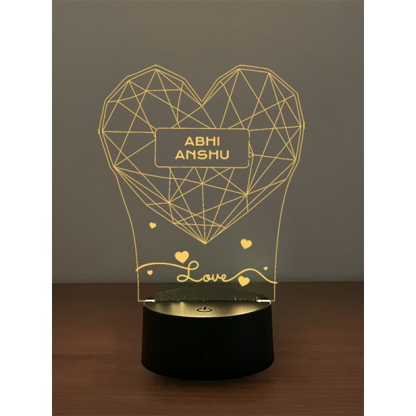 Line Art Heart Illusion Lamp