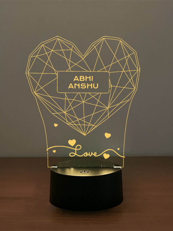 Custom Line Art Heart Illusion Lamp