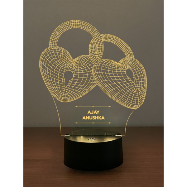 Couple Hearts Locked Illusion Lamp