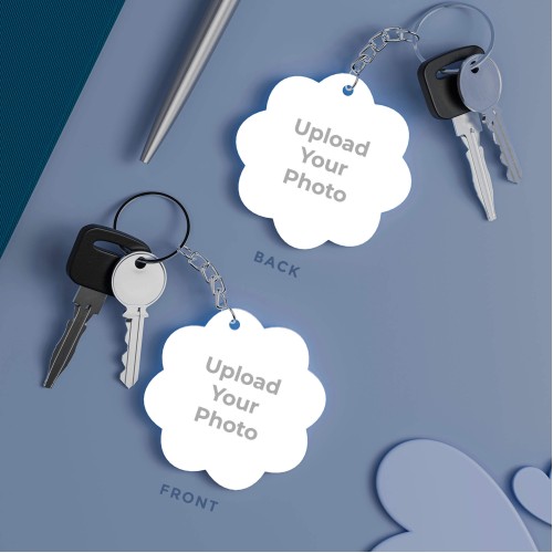 Buy Floral Shaped Photo Keychains With Two Side Print On Acrylic