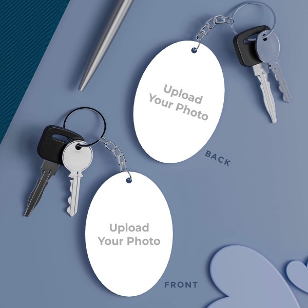 Custom Oval Shaped Photo Keychains With Two Side Print On Acrylic