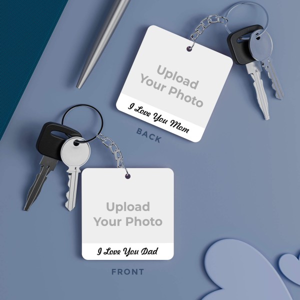 Custom I Love My Mom And Dad Full Picture Upload Design Keychain