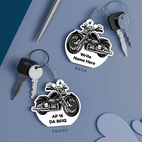 Custom Cruiser Motorcycle Design With Text Keychain