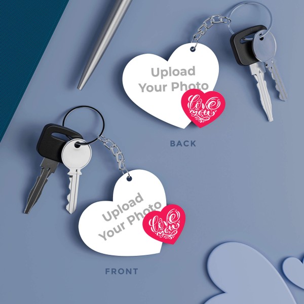 Custom Couple Heart Shape Design Keychain