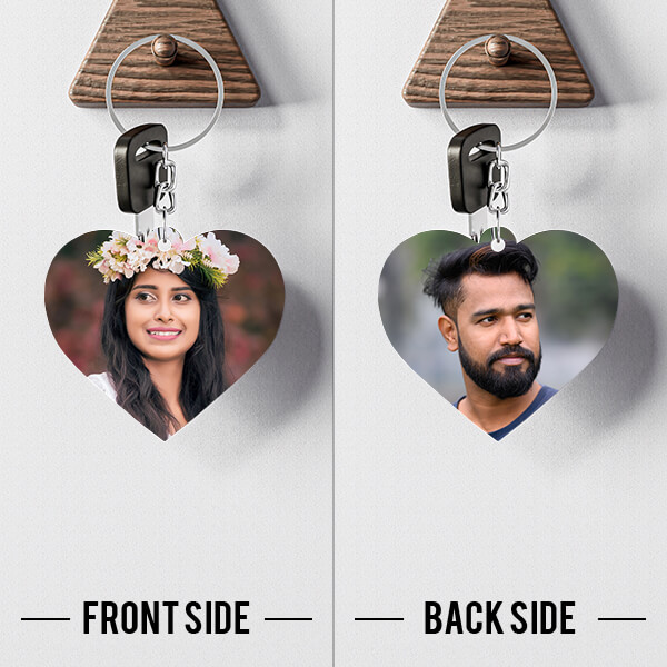 Custom Love Shaped Photo Keychains With Two Side Print On Acrylic