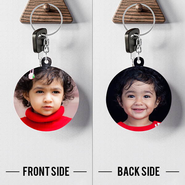 Custom Round Shaped Photo Keychains With Two Side Print On Acrylic