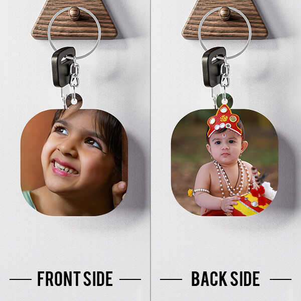 Custom Rounded Corners Shaped Photo Keychains With Two Side Print On Acrylic