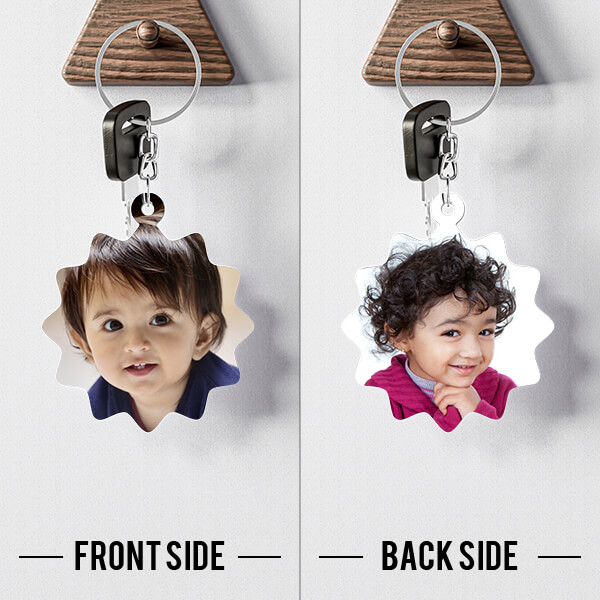 Custom Star Shaped Photo Keychains With Two Side Print On Acrylic