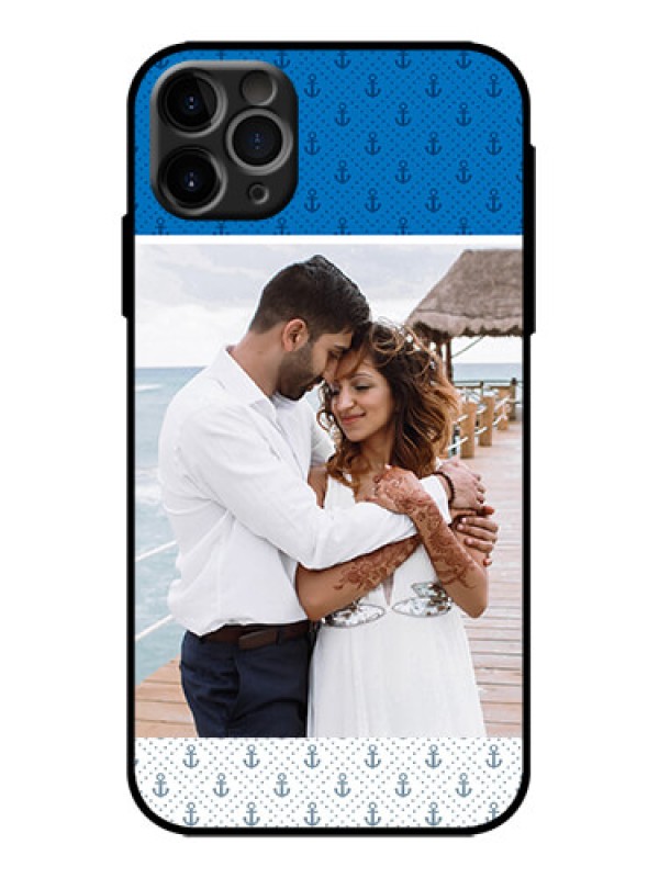 Custom iPhone 11 Pro Max Custom Metal Phone Case - Blue Anchors Design