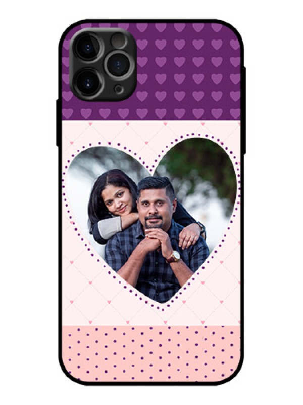 Custom iPhone 11 Pro Max Custom Metal Phone Case - Violet Love Dots Design