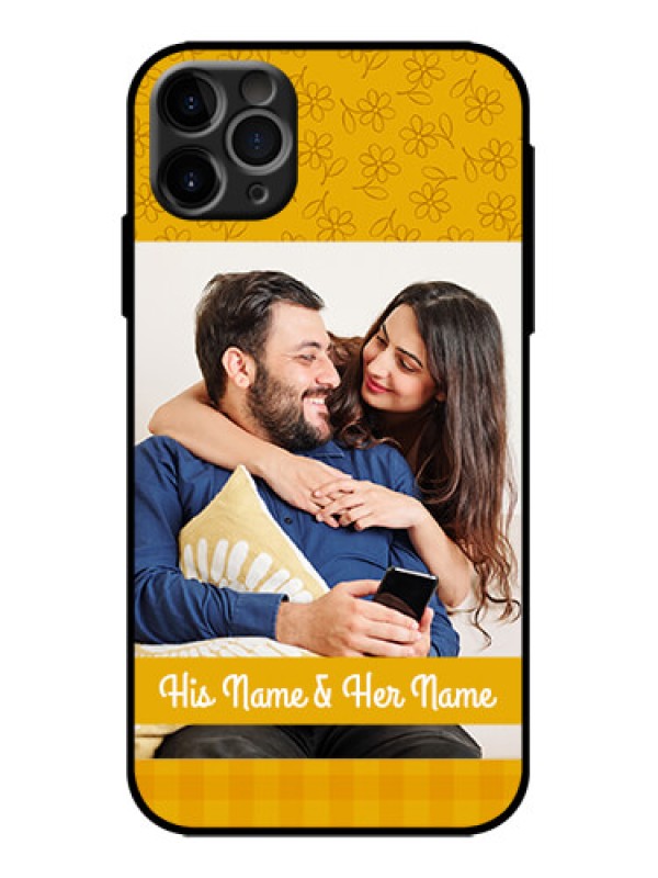 Custom iPhone 11 Pro Max Custom Metal Phone Case - Yellow Floral Design