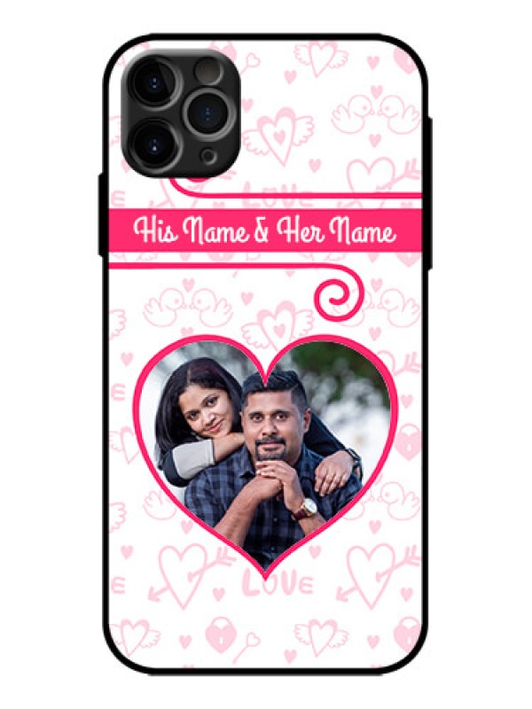 Custom iPhone 11 Pro Max Custom Metal Phone Case - Heart Shape Love Design