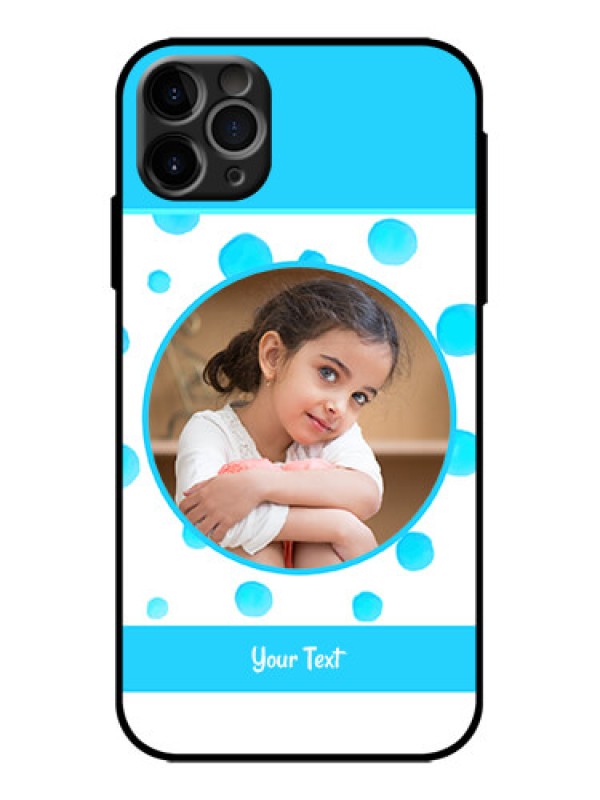 Custom iPhone 11 Pro Max Custom Metal Phone Case - Blue Bubbles Pattern Design