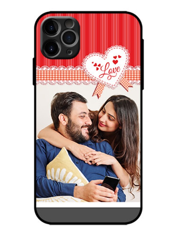 Custom iPhone 11 Pro Max Custom Metal Phone Case - Red Love Pattern Design