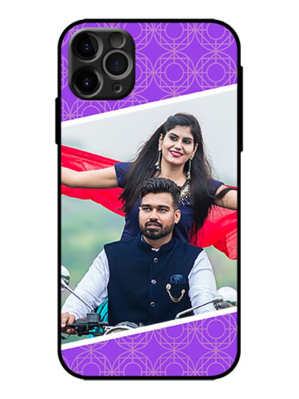 Custom iPhone 11 Pro Max Custom Metal Phone Case - Violet Color Pattern Design