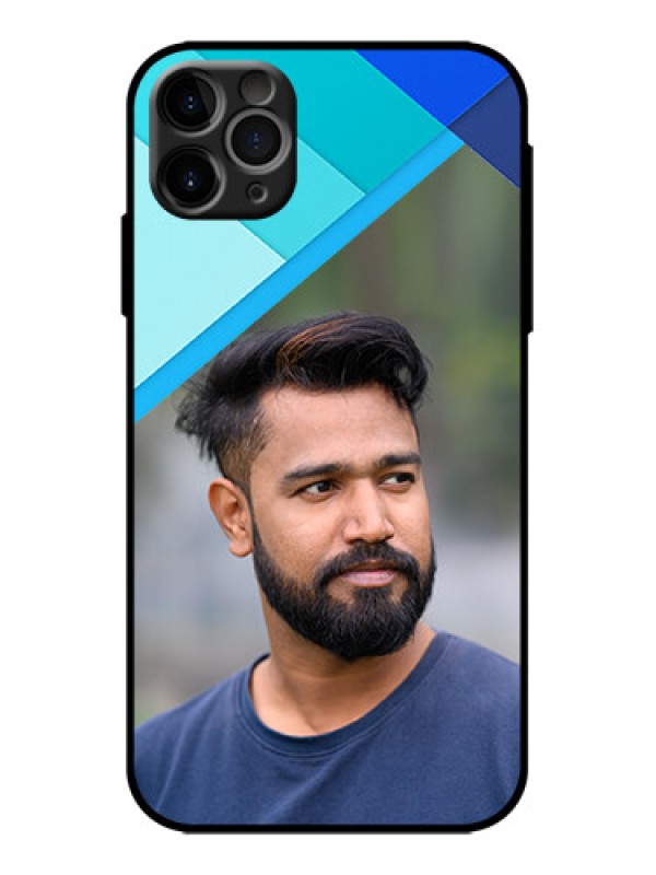 Custom iPhone 11 Pro Max Custom Metal Phone Case - Blue Pattern Design