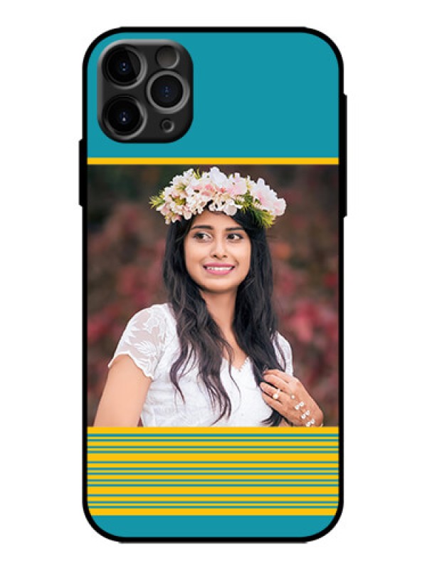 Custom iPhone 11 Pro Max Custom Metal Phone Case - Yellow and Blue Design