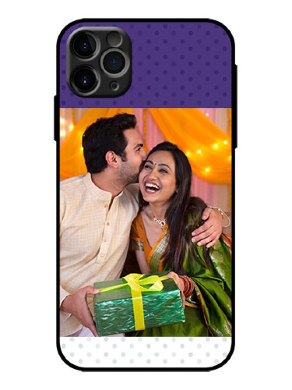 Custom iPhone 11 Pro Max Custom Metal Phone Case - Violet Colored Pattern Design