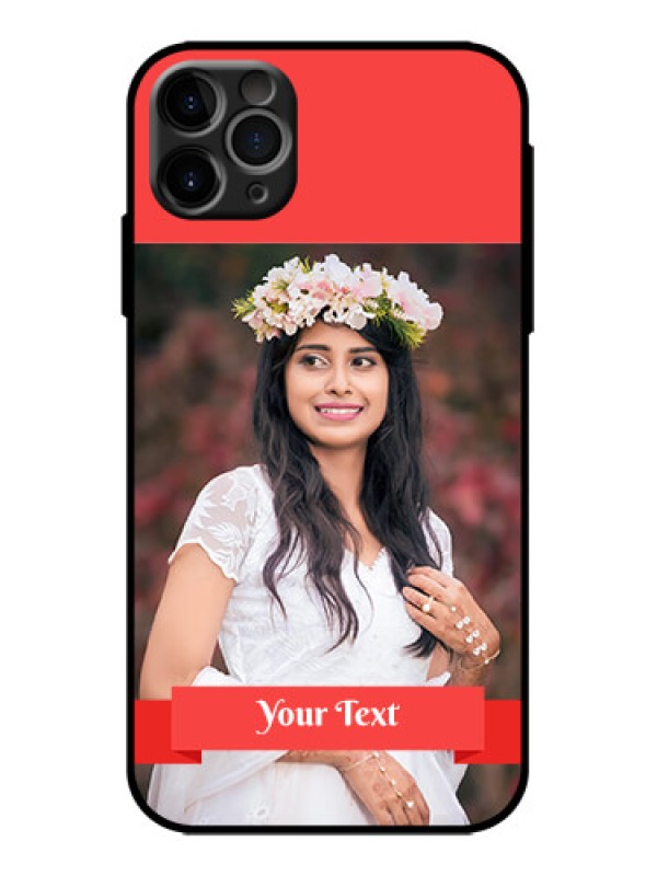 Custom iPhone 11 Pro Max Custom Metal Phone Case - Simple Red Color Design