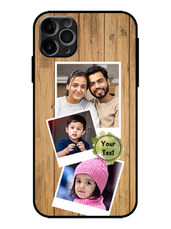 Custom iPhone 11 Pro Max Custom Metal Phone Case - Wooden Texture Design