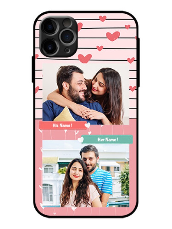 Custom iPhone 11 Pro Max Custom Metal Phone Case - Photo With Heart Design