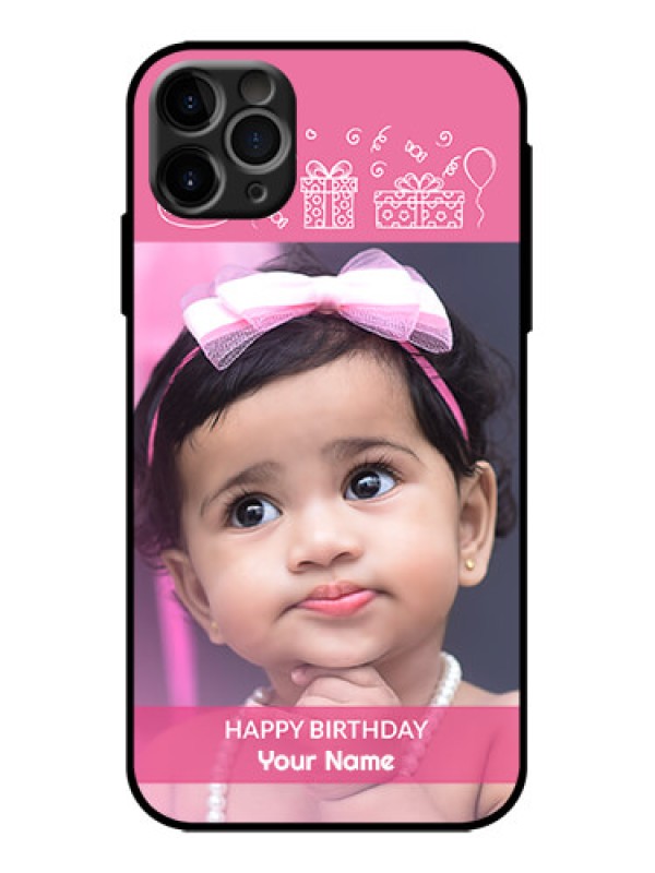 Custom iPhone 11 Pro Max Custom Metal Phone Case - With Birthday Line Art Design