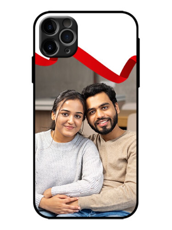 Custom iPhone 11 Pro Max Custom Metal Phone Case - Red Ribbon Frame Design