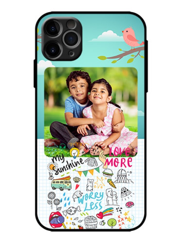 Custom iPhone 11 Pro Max Custom Metal Phone Case - Doodle Love Design