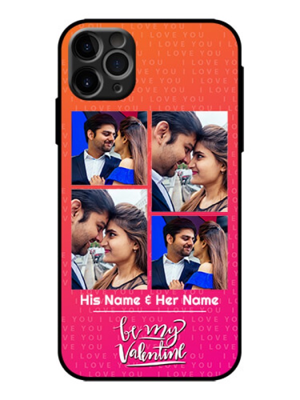 Custom iPhone 11 Pro Max Custom Metal Phone Case - I Love You Pink Design