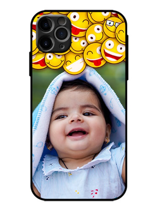 Custom iPhone 11 Pro Max Custom Metal Phone Case - With Smiley Emoji Design