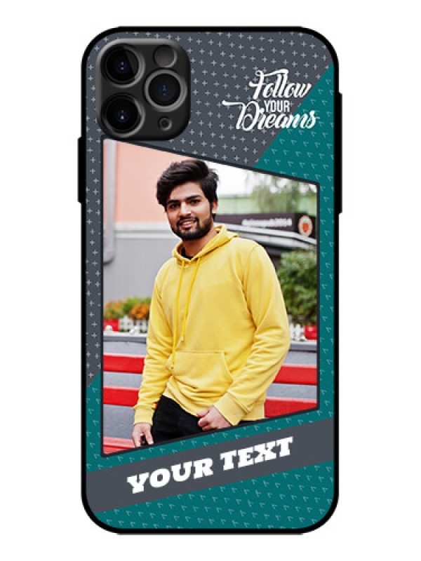 Custom iPhone 11 Pro Max Custom Metal Phone Case - Background Pattern Design With Quote