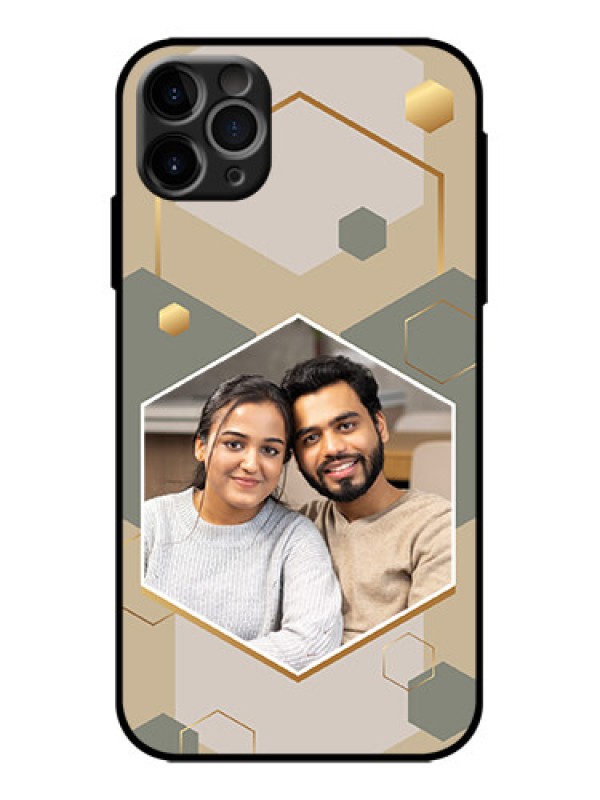 Custom iPhone 11 Pro Max Custom Metal Phone Case - Stylish Hexagon Pattern Design