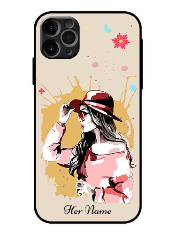 Custom iPhone 11 Pro Max Custom Metal Phone Case - Women With Pink Hat Design