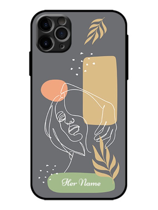 Custom iPhone 11 Pro Max Custom Metal Phone Case - Gazing Woman Line Art Design