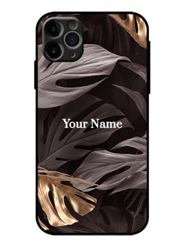 Custom iPhone 11 Pro Max Custom Metal Phone Case - Wild Leaves Digital Paint Design