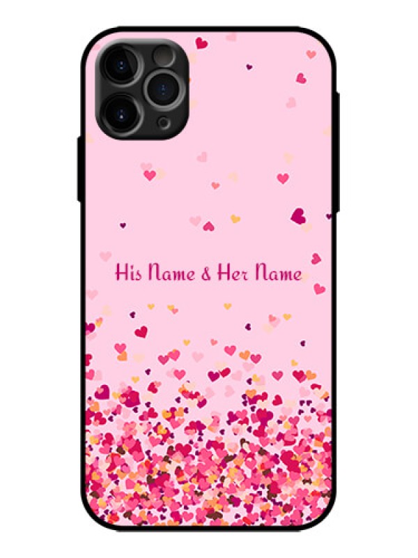 Custom iPhone 11 Pro Max Custom Metal Phone Case - Floating Hearts Design