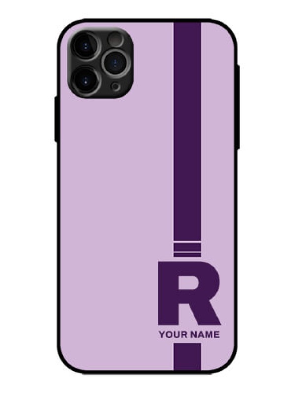Custom iPhone 11 Pro Max Custom Metal Phone Case - Simple Dual Tone Stripe With Name Design