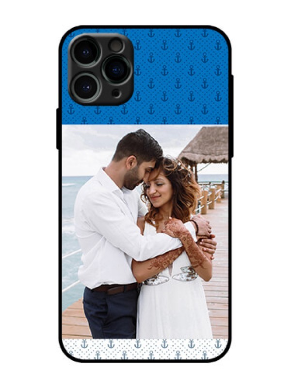 Custom iPhone 11 Pro Custom Metal Phone Case - Blue Anchors Design