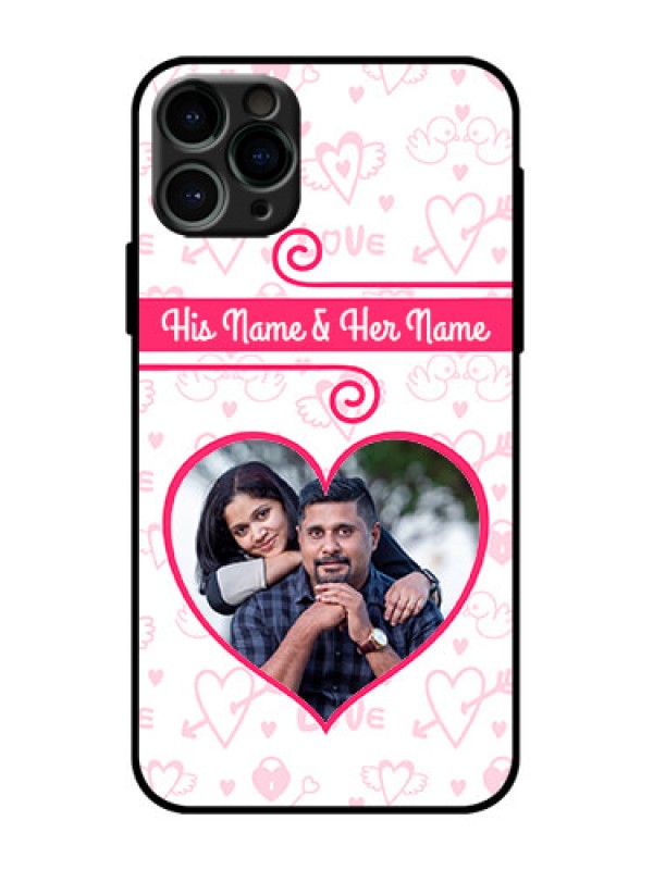 Custom iPhone 11 Pro Custom Metal Phone Case - Heart Shape Love Design