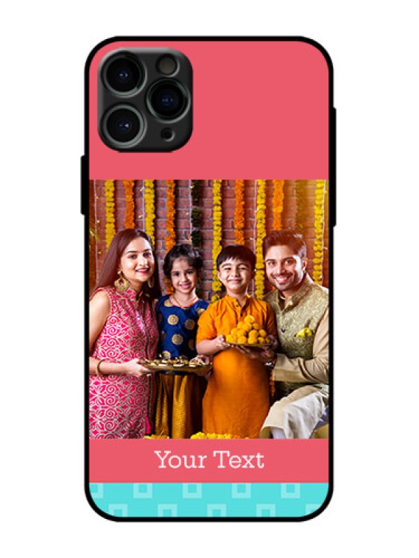 Custom iPhone 11 Pro Custom Metal Phone Case - Peach and Blue Color Design