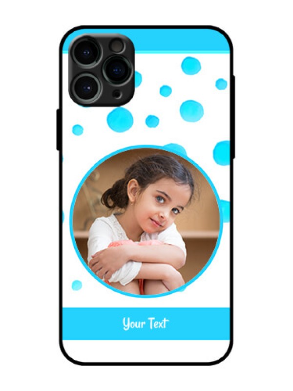 Custom iPhone 11 Pro Custom Metal Phone Case - Blue Bubbles Pattern Design