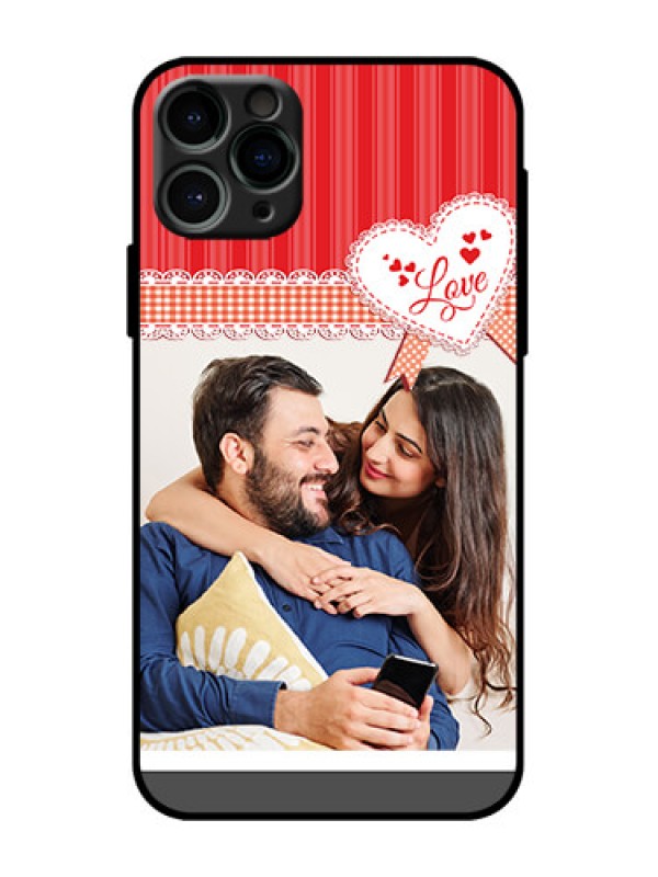 Custom iPhone 11 Pro Custom Metal Phone Case - Red Love Pattern Design