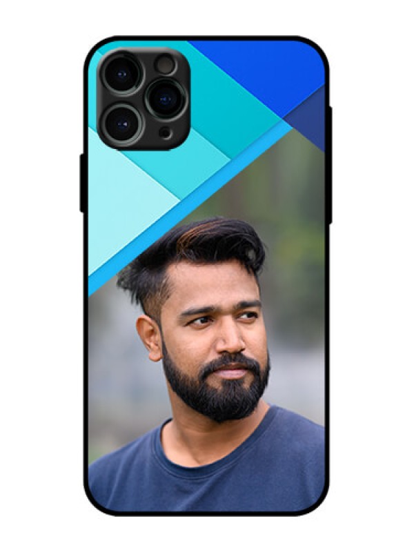 Custom iPhone 11 Pro Custom Metal Phone Case - Blue Pattern Design