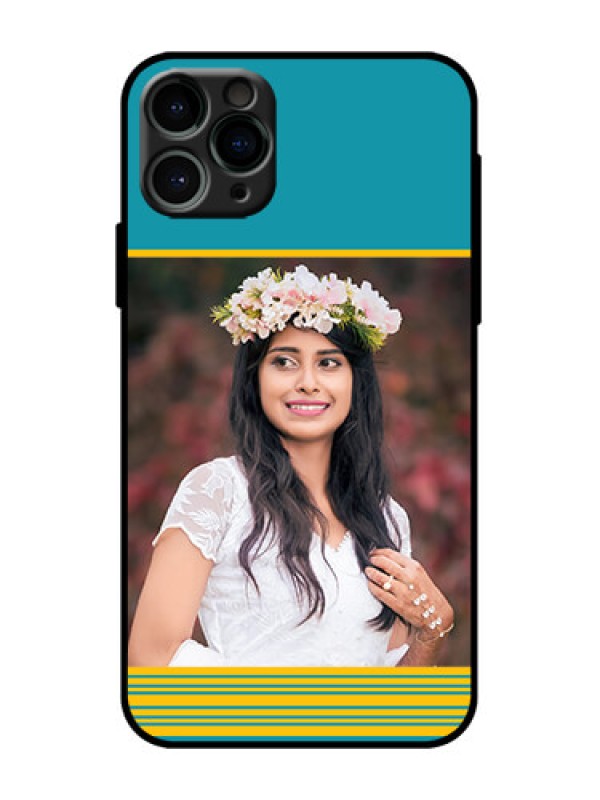 Custom iPhone 11 Pro Custom Metal Phone Case - Yellow and Blue Design