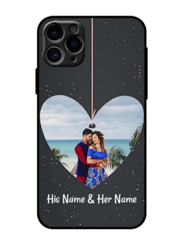 Custom iPhone 11 Pro Custom Metal Phone Case - Hanging Heart Design