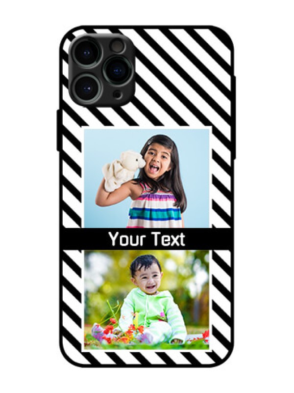 Custom iPhone 11 Pro Custom Metal Phone Case - Black And White Stripes Design